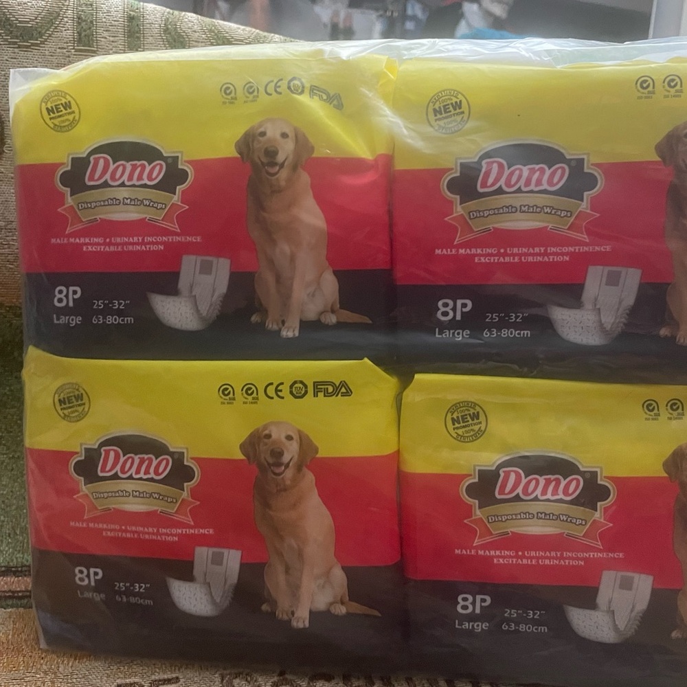 Lot of 4 8ct packs DONO Large Dog Diapers (32 total)